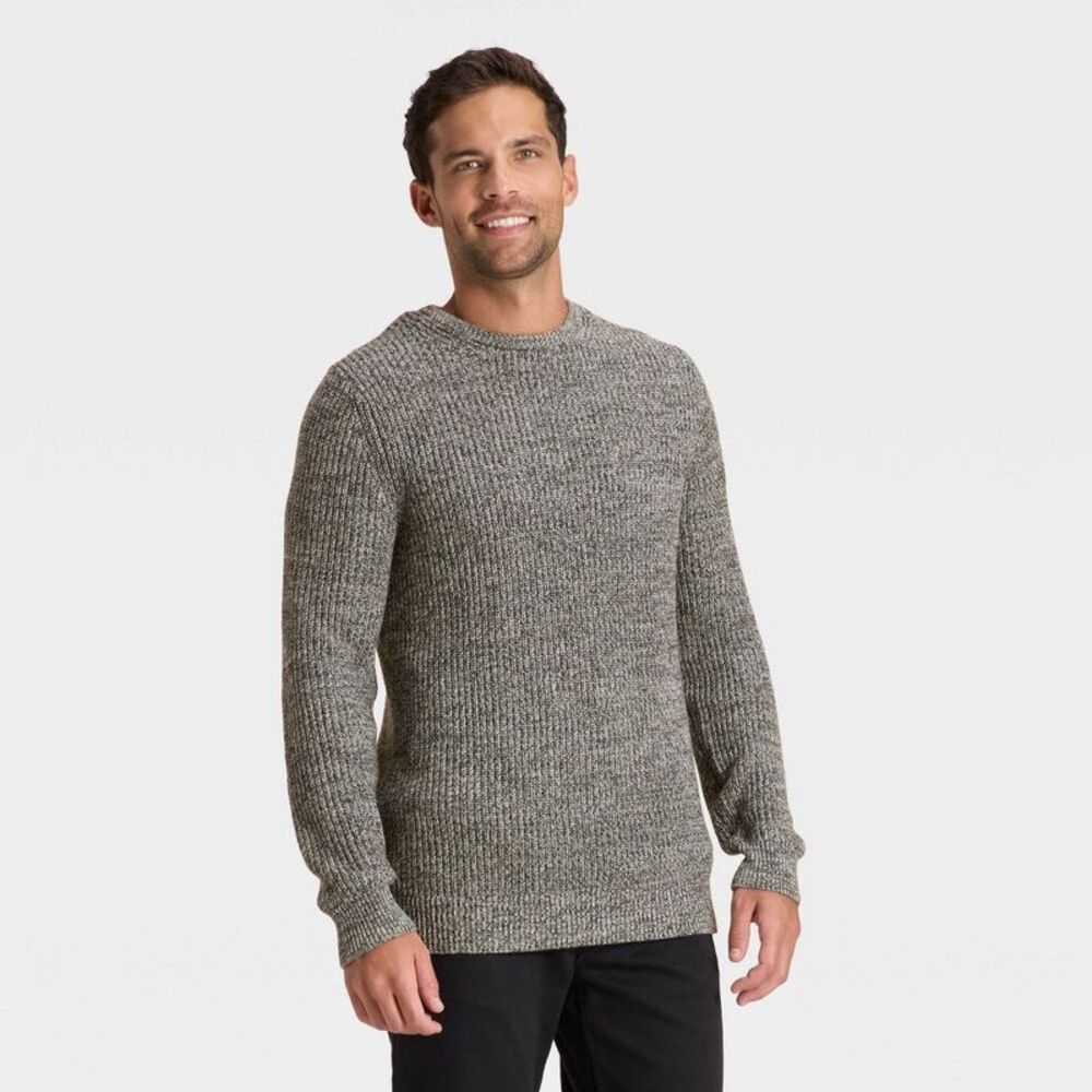 Men's Marled Crewneck Sweater - Goodfellow & Co Black XL